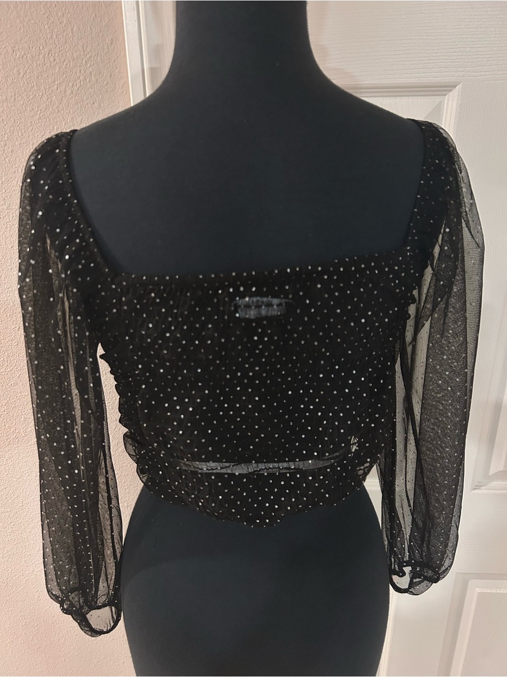 Women’s black n silver sexy crop top size XS by Bershka